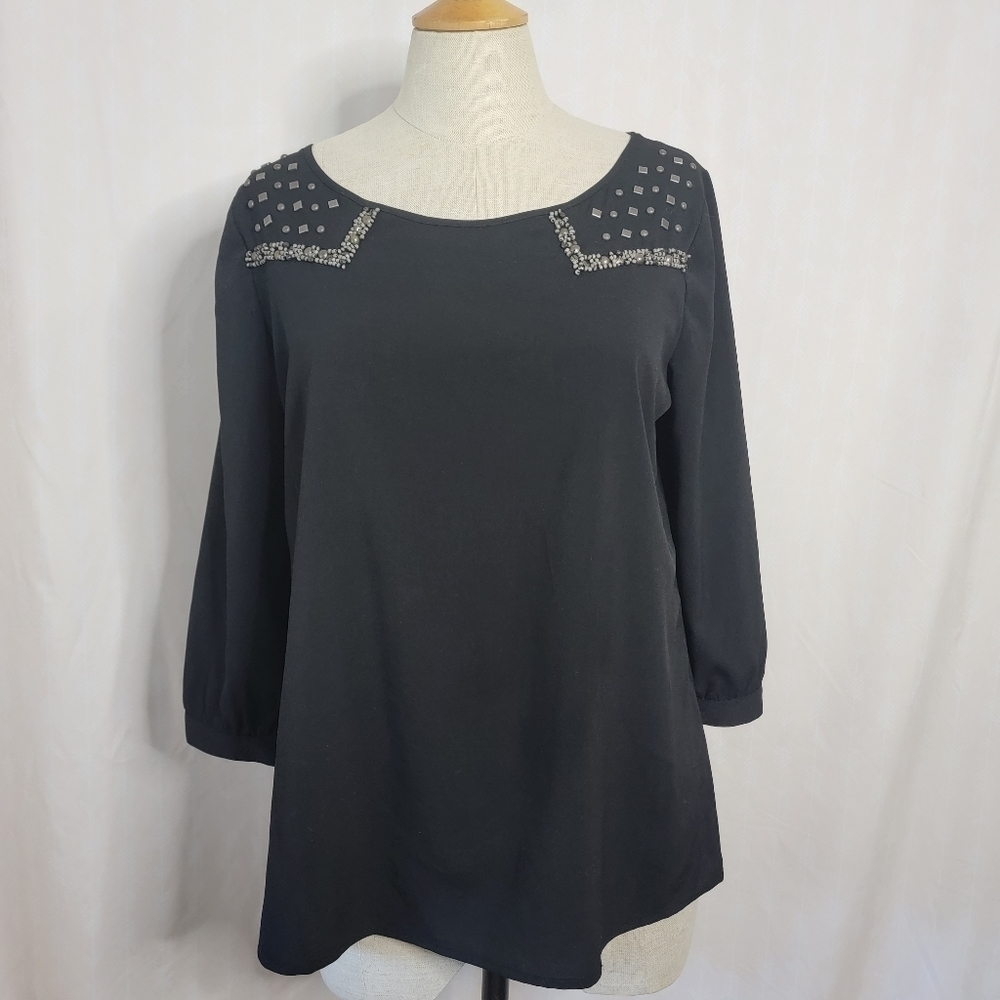 A.N.A. Medium Beaded 3/4 Sleeve Blouse